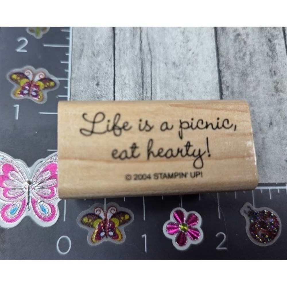 Stampin' Up! Life Is A Picnic Eat Hearty 2004 Rubber Stamp Wood #N20